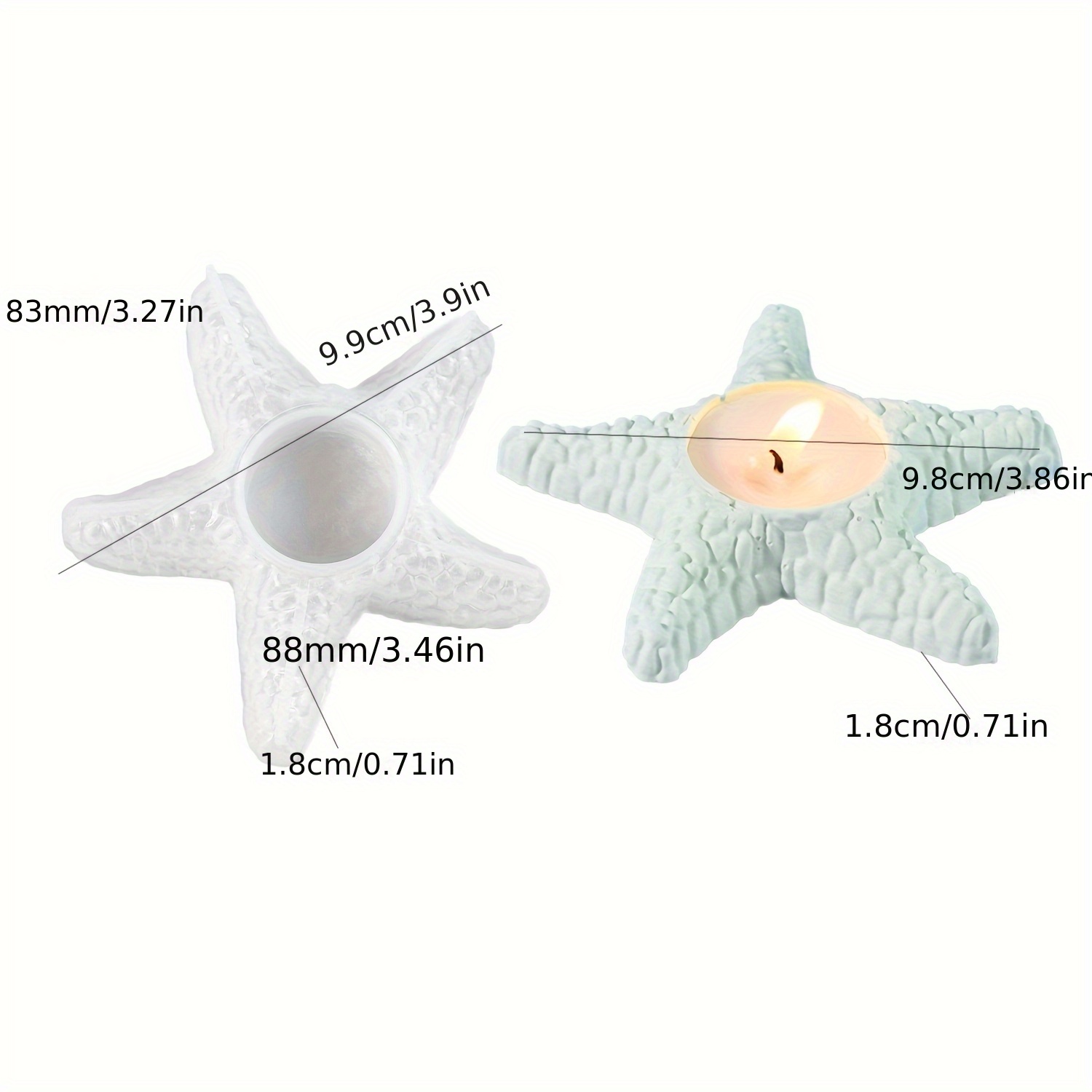 Silicone Starfish Candle Mold - Square Resin Casting Mold For Diy Decor, Coastal Beach Theme Crafts, Natural Starfish Design With
