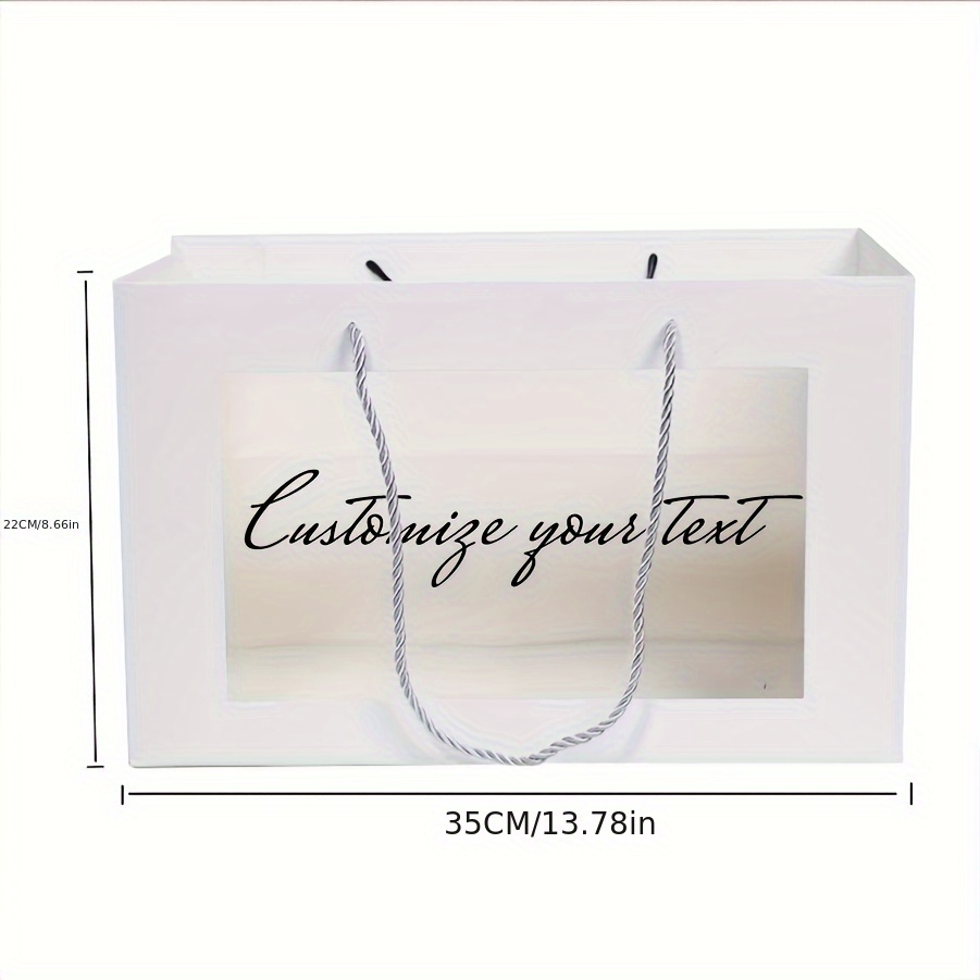 TEMU 1 Custom Text Transparent Window Gift Bag, Party Favor Bags For Holidays And Weddings, Stylish Carry-on Present Tote With Personalized Message