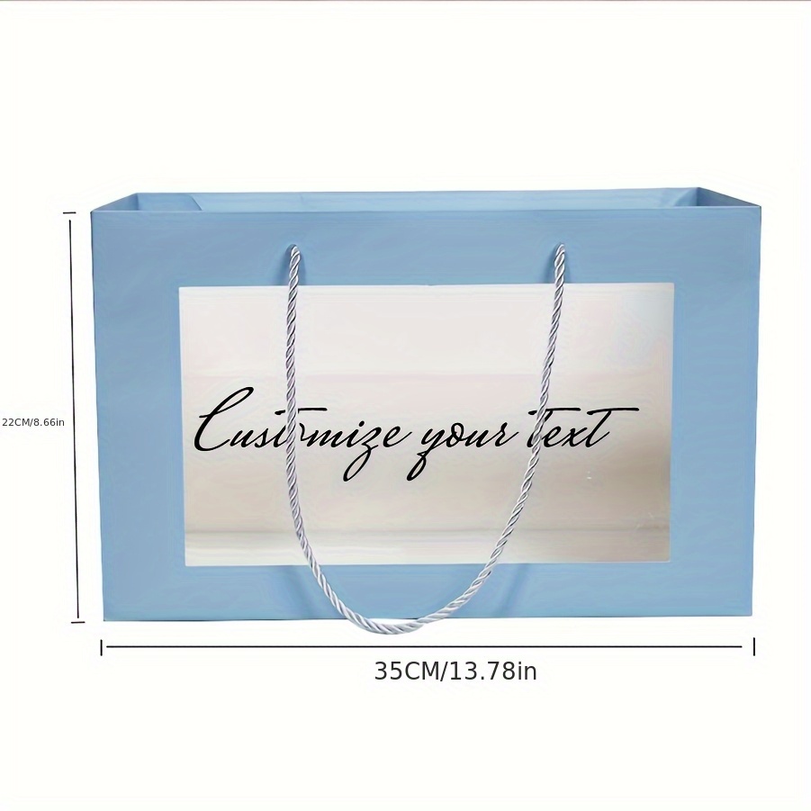 TEMU 1 Custom Text Transparent Window Gift Bag, Party Favor Bags For Holidays And Weddings, Stylish Carry-on Present Tote With Personalized Message