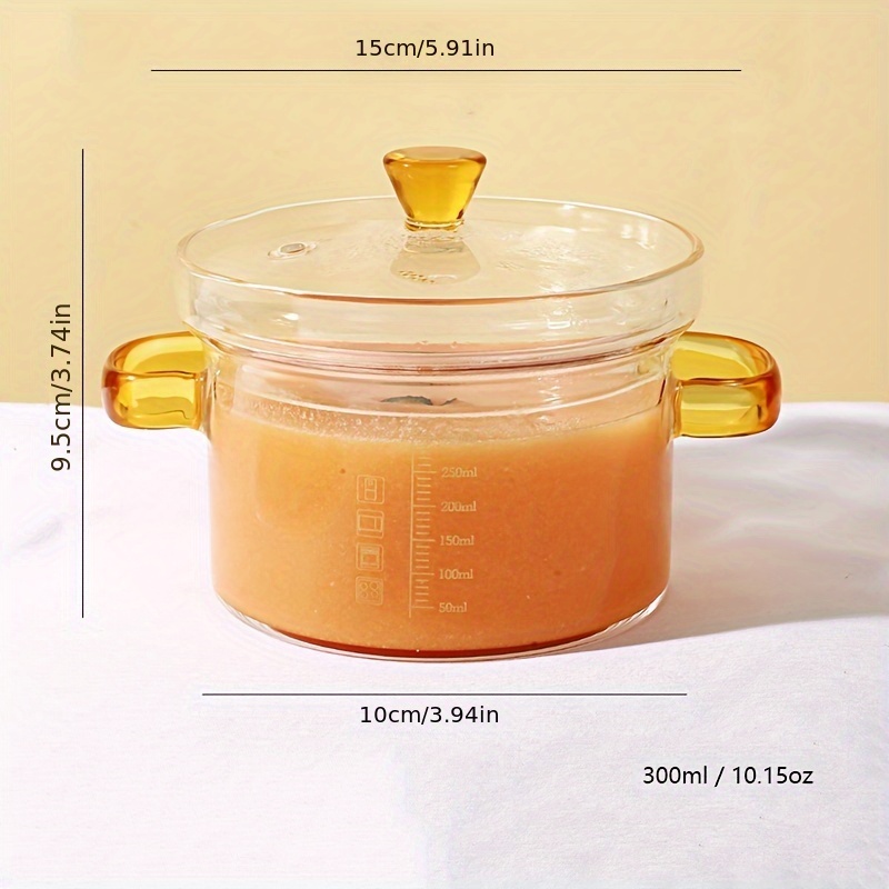 TEMU 1pc Small Glass Pot, Made Of High Borosilicate Heat-resistant Glass. Cooking Utensil Includes A Glass Bowl With Measurement , A Small Steaming