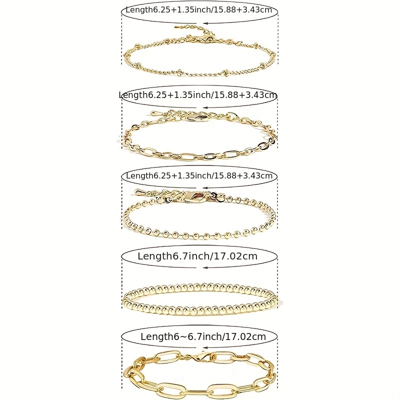 VIMCUPQ Dainty Gold Bracelets for Women & Girls, Adjustable Stackable Gold Chain Bracelet Set, 18K/14K Gold Plated Women Trendy Jewelry Layered Link