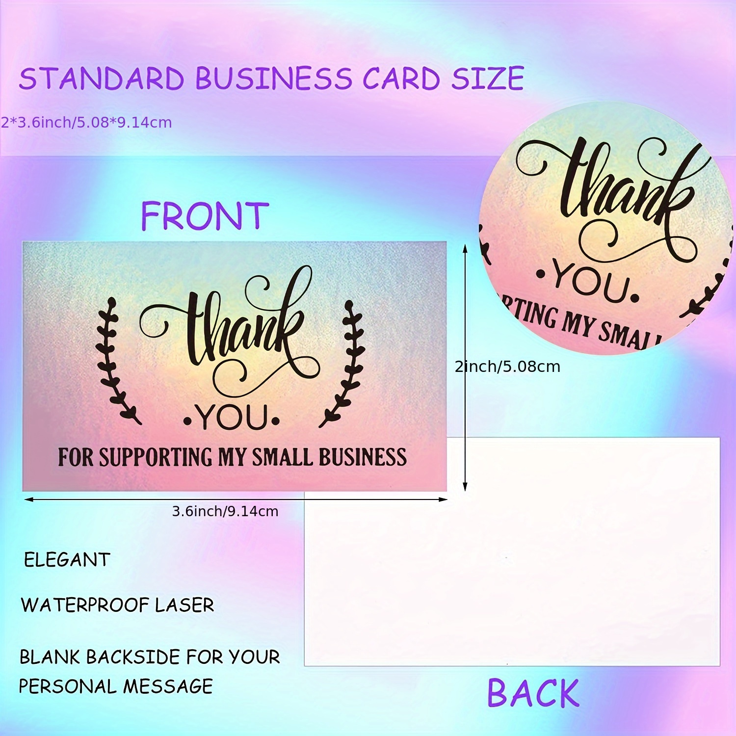 Laser Thank You Cards Thank You For Supporting My Small - Temu