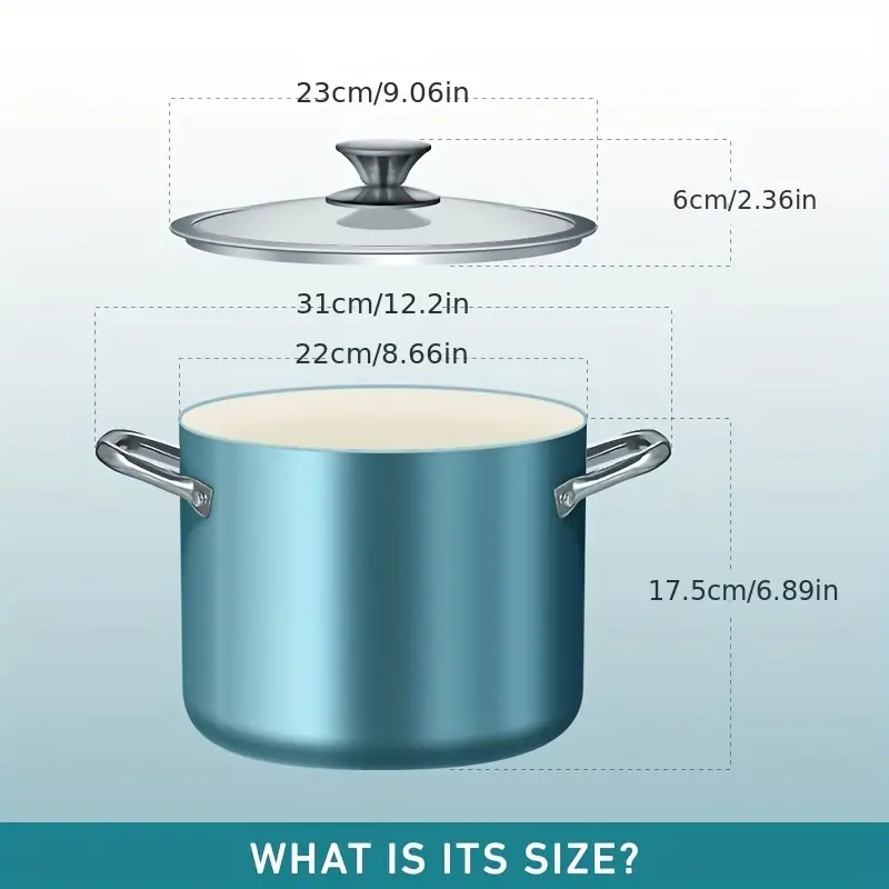 Nonstick Stock Pot 7 Qt Soup Pasta Pot With Lid (8.66''x7.08), 7-quart  Multi Stockpot Oven Safe Cooking Pot For Stew, Sauce & Reheat Food,  Induction/oven/gas/stovetops For Family Meals, Turquoise - Temu