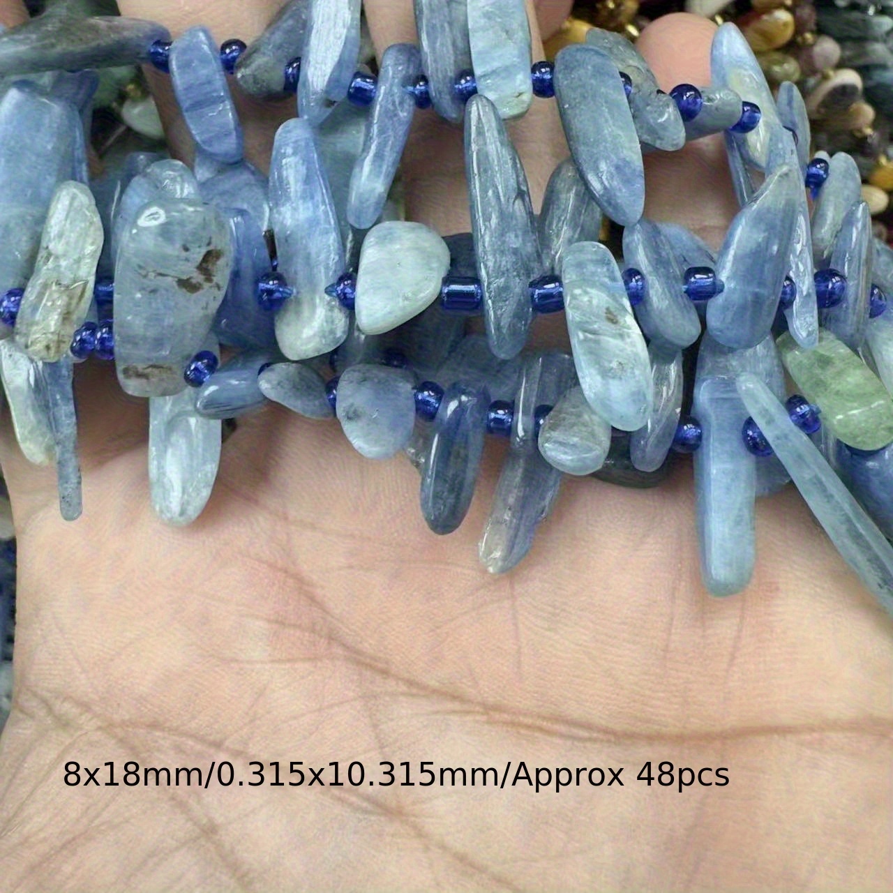 TEMU 8X18Mm 48pz Blu Chiaro Naturale a Lunghi Forma Indeterminata Foro Laterale Irregolare Perline Sciolte 20.5- - Splendide Perline Distanziatrici