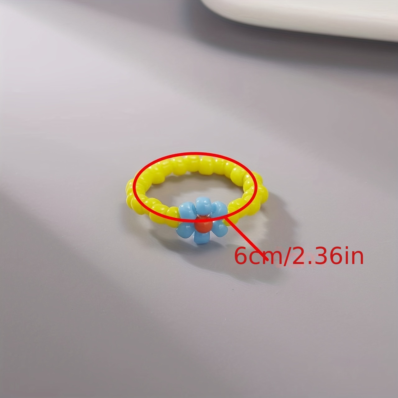 Flower Shape Rice Bead Ring Elastic Band Women