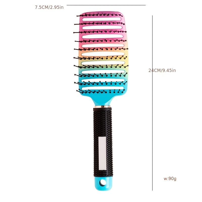 Gradient Hollow Large Curved Comb for Smooth Curls