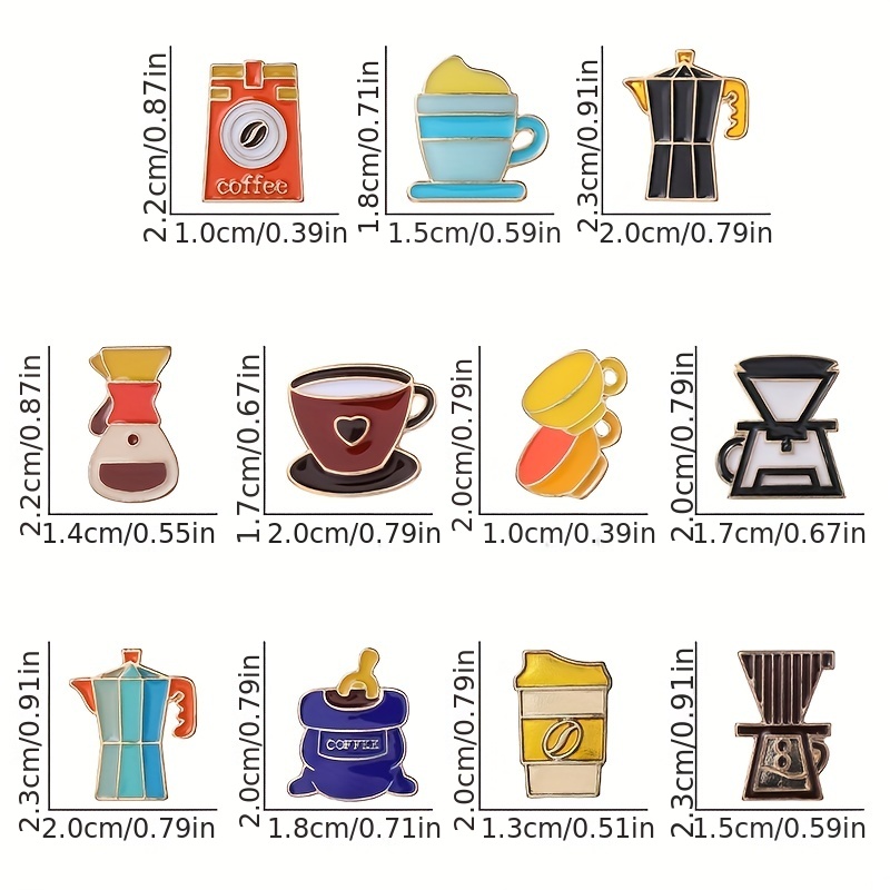 5pcs Creative Coffee Cup Brooch, Cartoon Cute Coffee Pot Cup Alloy Badge, Backpack Accessories Jewelry for Men,Temu