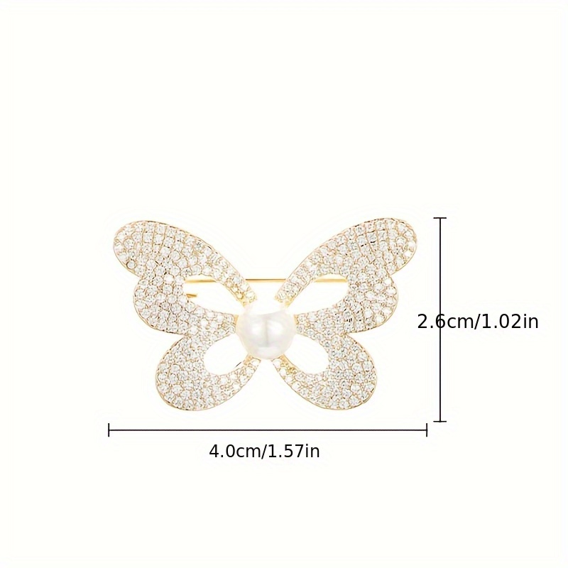 Butterfly Brooch with Rhinestones & Pearls