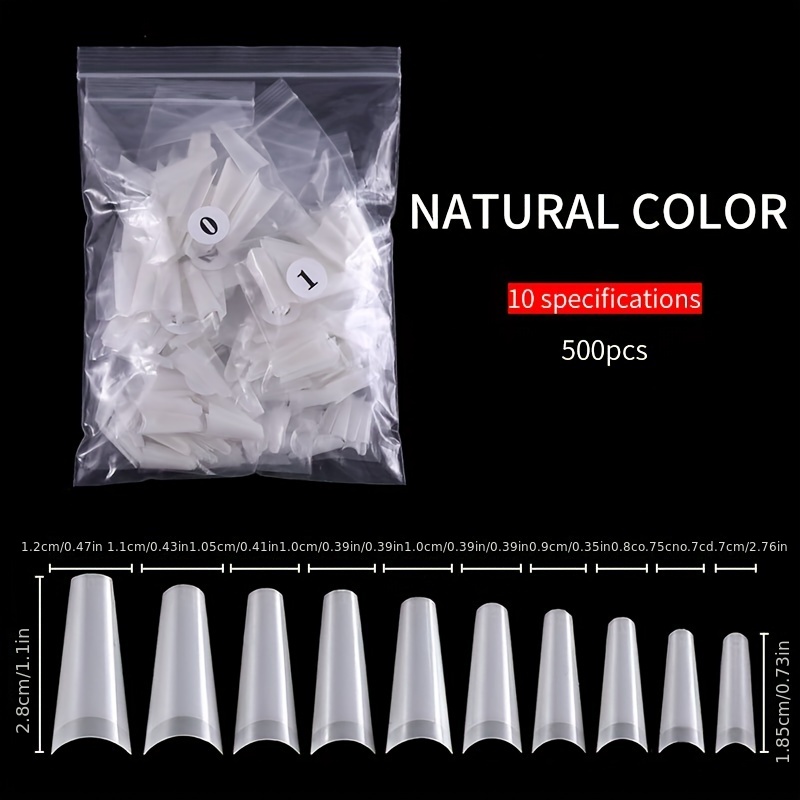 TEMU 500 Uñas Postizas Ultra Largas Francesas - Naturales y Transparentes Inspiradas en Denim para un Deslumbrante de Ballet, Acabado Liso y , Estilo