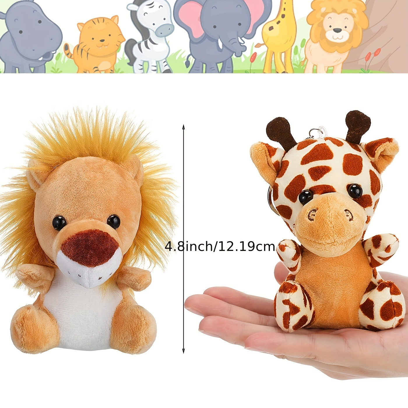  Small Stuffed Animals Bulk, Cute Stuffed Animal Keychains Bulk,  Safari Stuffed Animals Plush Toy Elephant Giraffe : Toys & Games