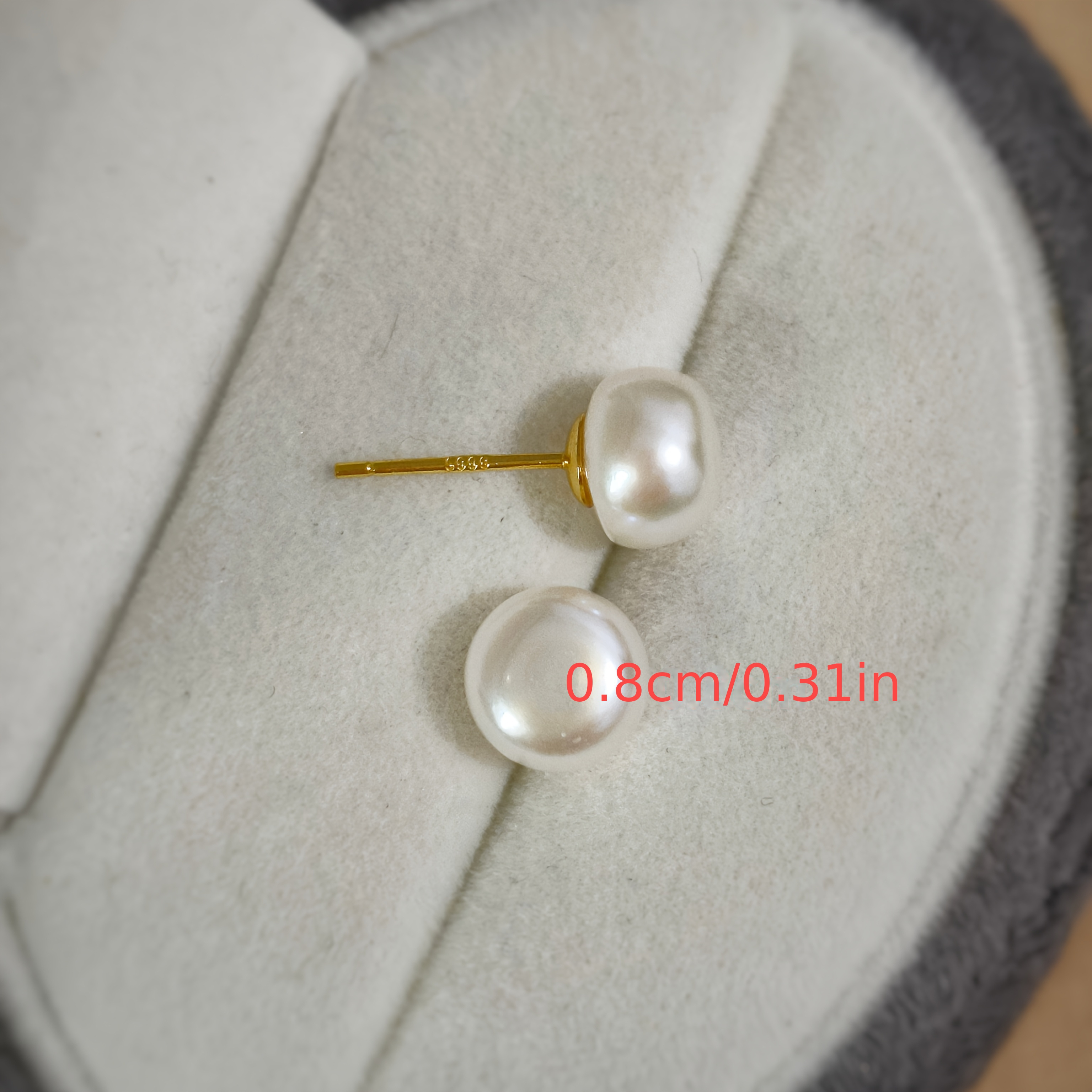 999 Sterling Silvery Zhuji Natural Stud Earrings Full Silvery High-end Earrings