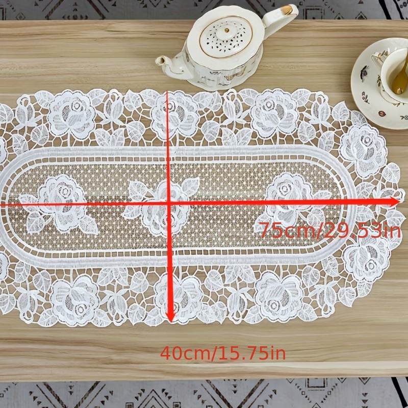  2pack Vintage Oval Lace Table Placemats, Exquisite Flower  Embroidered Doilies vase mat, 12 X 18 Inch (White) : Home & Kitchen