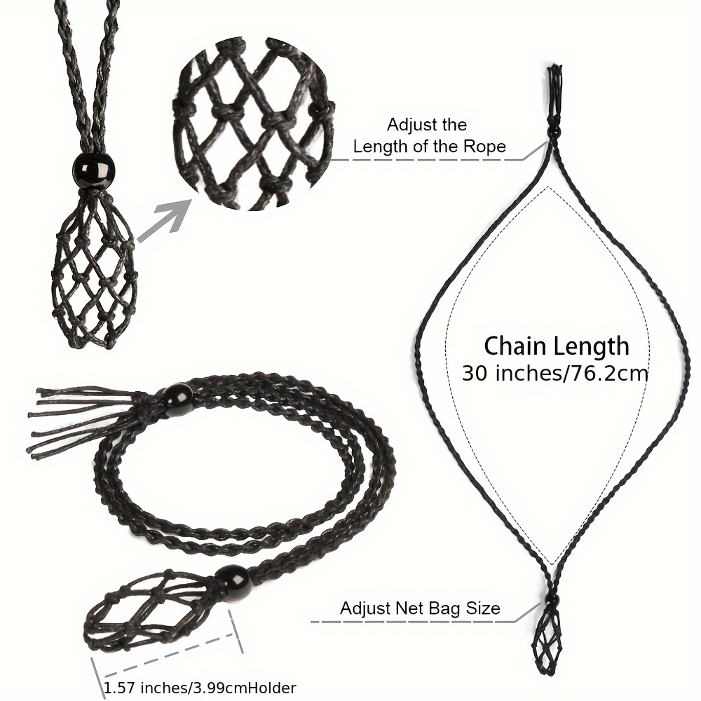 3pcs Crystal Cage Necklace Holder Cord with Adjustable Length