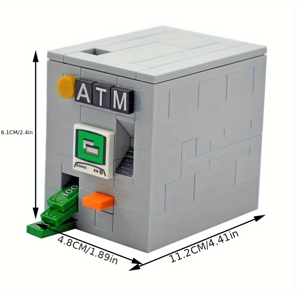 moc building bank atm machine assembly model enlightenment creative toy