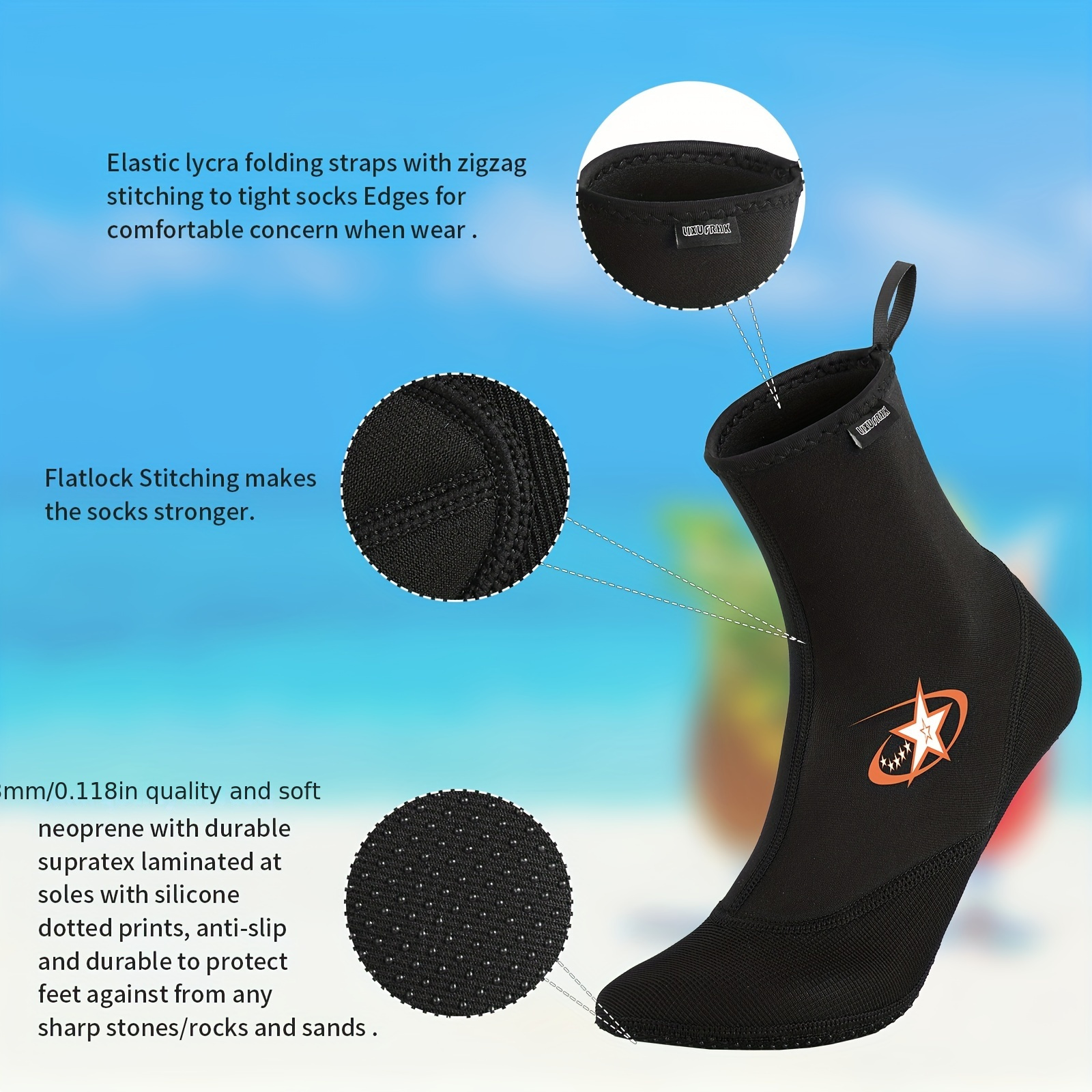 Neoprene Socks Rubber Waterproof Comfortable Non-Slipping Swim Surf Board  Tool