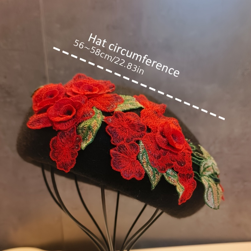womens trendy floral hat beret elegant - Temu display picture 1