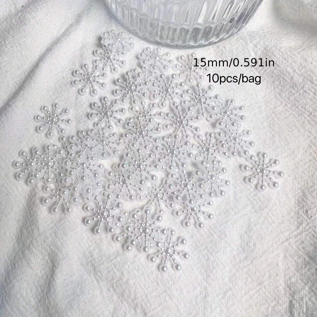 Bag Plastic Imitation Pearl Snowflake Pendants Flat Back - Temu