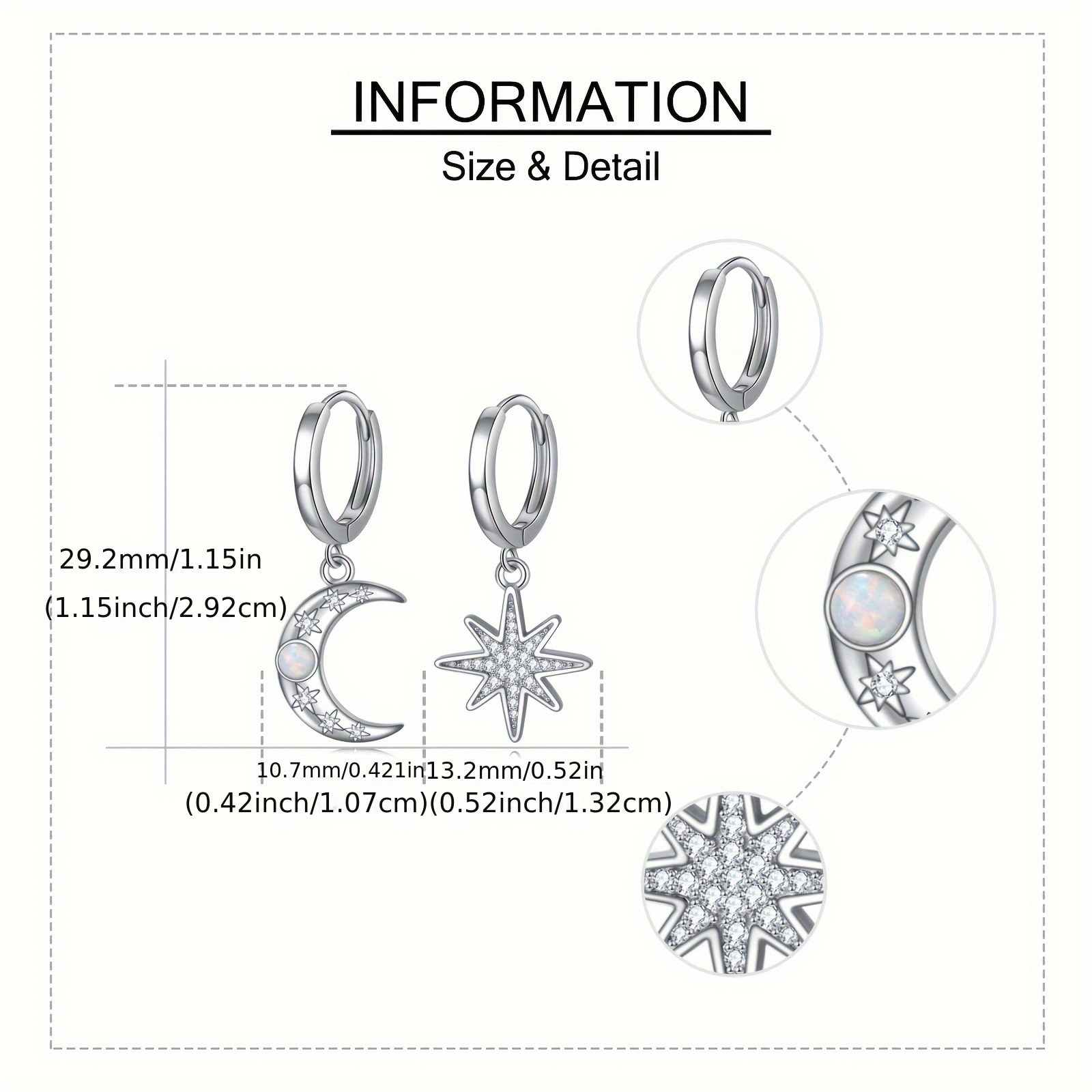 Women's Celestial Moon and Star Dangle Hoop Earrings