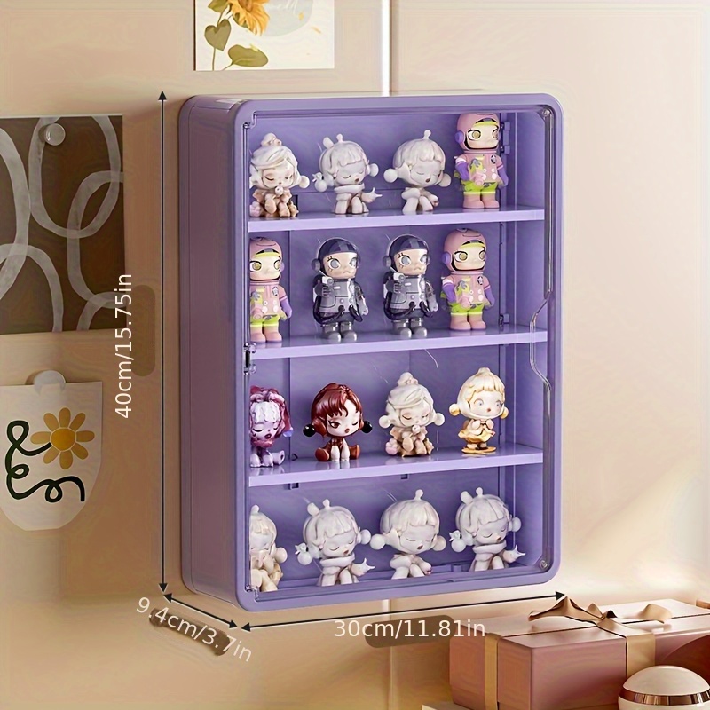 TEMU Wandmontage Opbergdoos met Transparante Panelen - Multifunctionele Organizer voor Figuurtjes, Collectibles & Kantoorbenodigdheden - Stofvrije