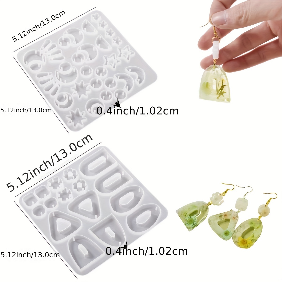 Resin Earring Mold Silicone-2PCS Earring molds for Epoxy Resin Casting of  Arched with Hole,DIY Resin Jewelry Molds for Pendant, Earrings, Necklace