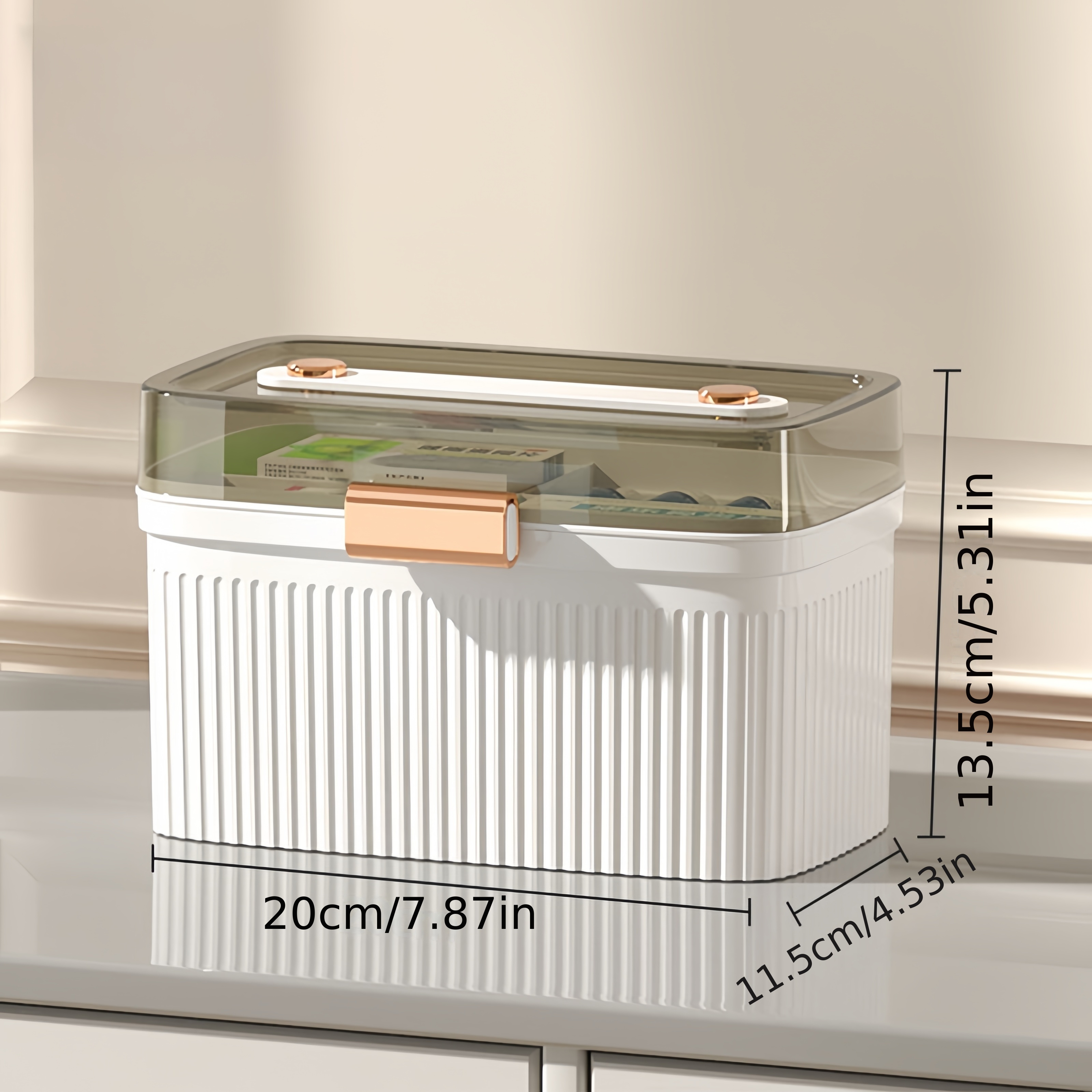 TEMU Large Capacity Plastic Storage Box, Rectangular, Waterproof, , Lid, Home And Kitchen Organizer For Medications And Supplies