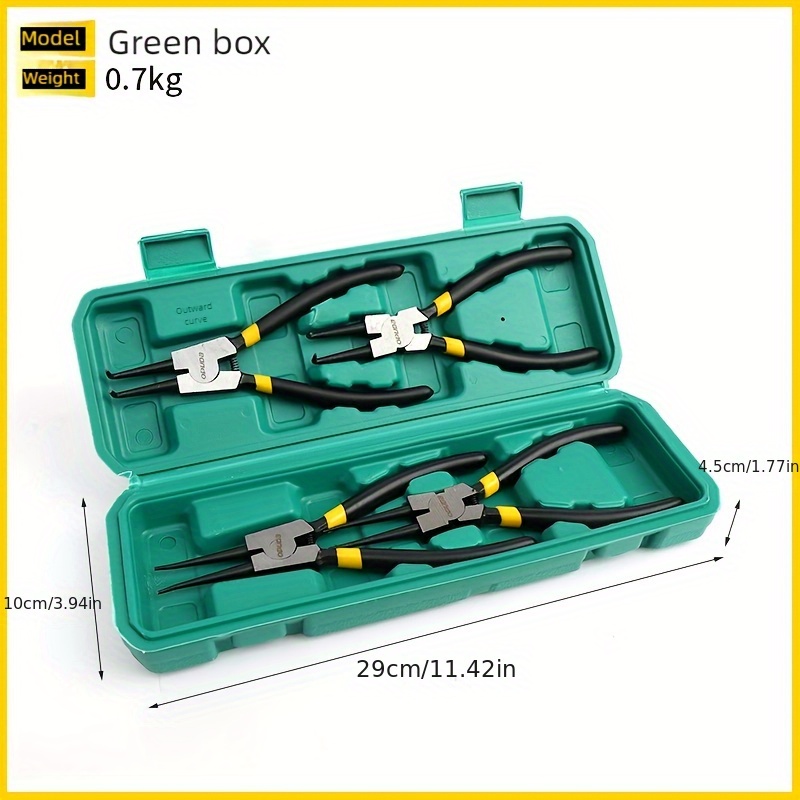 TEMU Jeu de 4 pinces à ressort à bec pointu pour et l'extérieur, pinces à anneau coudées, jeu d'outils de réparation automobile