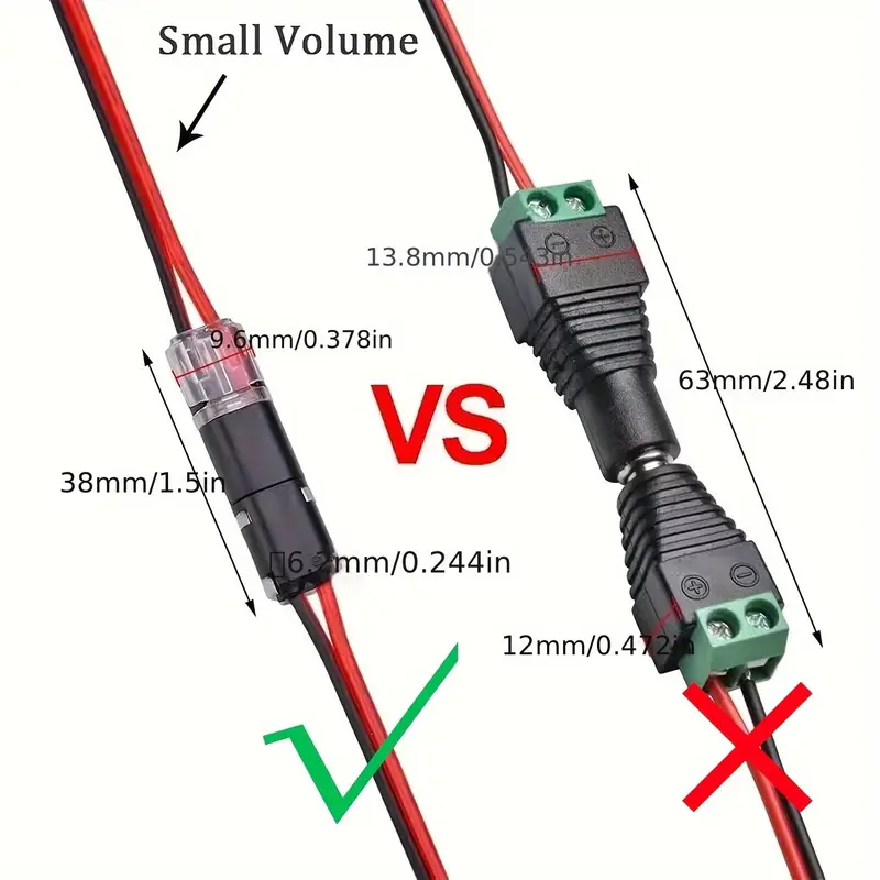 conjunto de 50/100 conectores de enchufe de   cables, conectores   led de 2 vías de 2 pines, conectores de línea de   tensión con   de bloqueo, enchufe de conexión rápida, conectores   led detalles 2