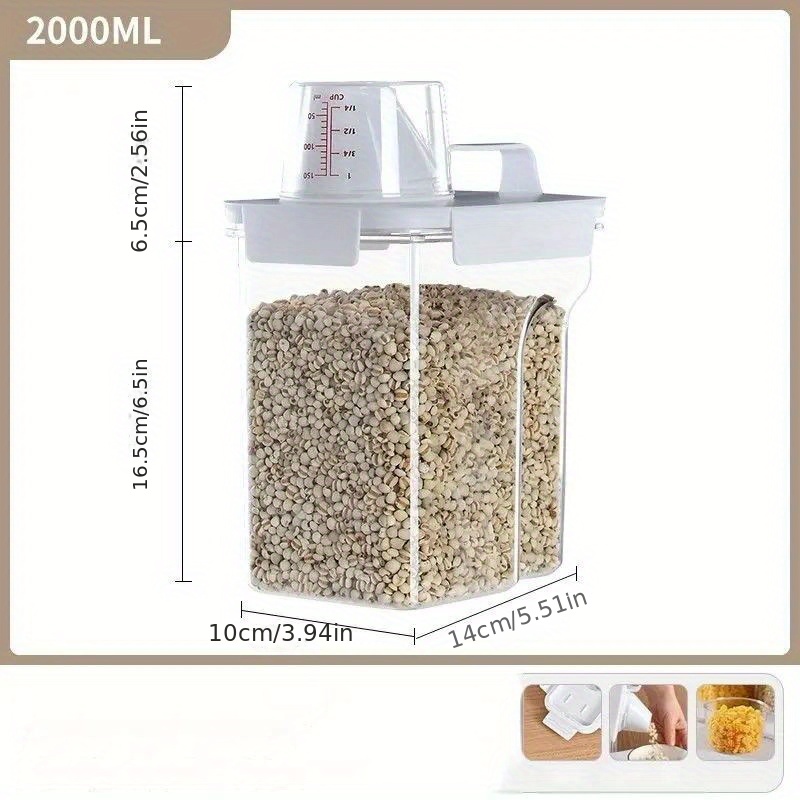 2000ml/2800ml Cereal Storage Box Multifunctional Transparent