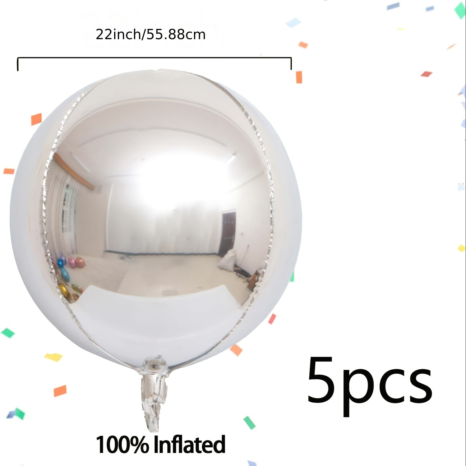 Image of Set Of 5 Silver Balloons, Perfect For Birthday Celebrations, Featuring 22-inch Enormous 4d Foil Balloons, Ribbons, And Large Mylar Balloons, Ideal For Showers And Birthday Decor
