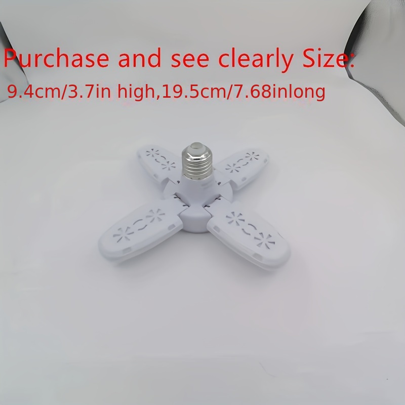 1pc Modern White 28W LED Ceiling Light Bulb with Adjustable Fan Blade Design, E27 Base, AC175-265V - Sleek, Foldable & Energy-Efficient for Home Decor