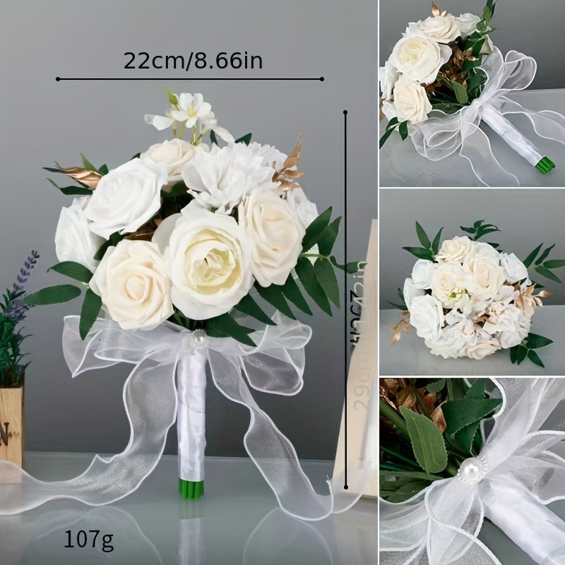 bundle artificial rose flower bouquet wedding ceremony Temu - Main Image