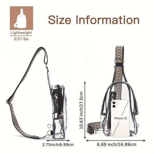 clear sling bag clear fanny pack stadium approved crossbody bag purse for women transparent chest bag with adjustable strap