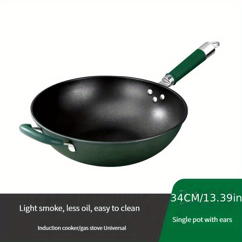 New Cast Iron Wok Home Uncoated Manual Non-stick Pan Round Bottom Induction  Cooker Gas Stove Wok Frying Pan Cooking Non Stick - AliExpress