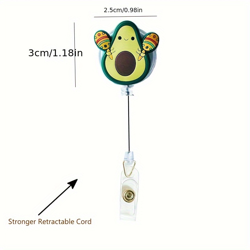 1pc Badge Reel Retractable, Cute Avocado Badge Reel Holder, Nurse ID Name Badge Holder with Alligator Clip, Gifts for Nurse Doctor Office Worker