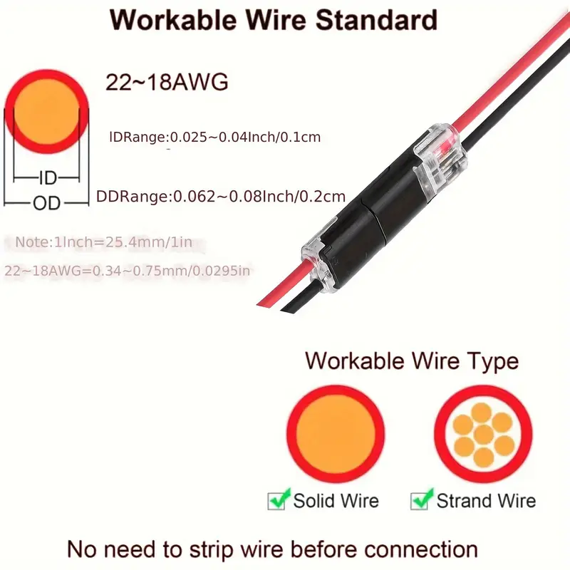 conjunto de 50/100 conectores de enchufe de   cables, conectores   led de 2 vías de 2 pines, conectores de línea de   tensión con   de bloqueo, enchufe de conexión rápida, conectores   led detalles 5