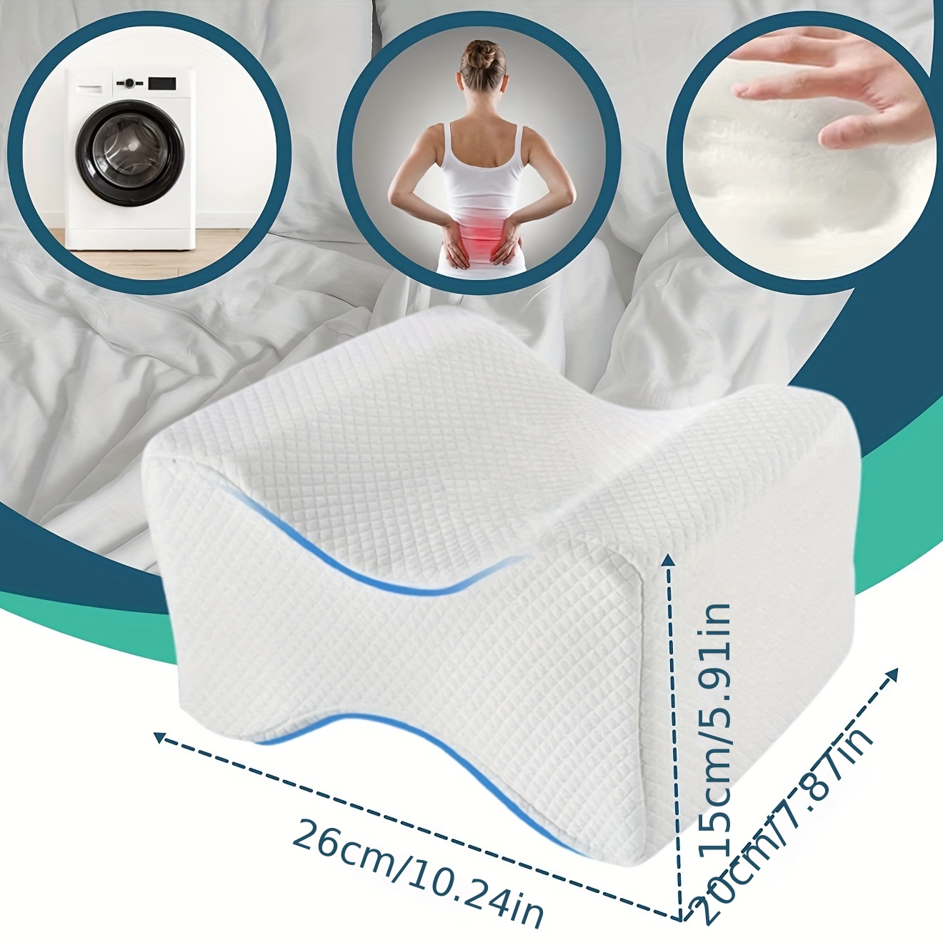  Knee Pillow for Side Sleepers - 100% Memory Foam Wedge Contour  - Leg Pillows for Sleeping - Spacer Cushion for Spine Alignment, Back Pain,  Pregnancy Support (White) : Home & Kitchen