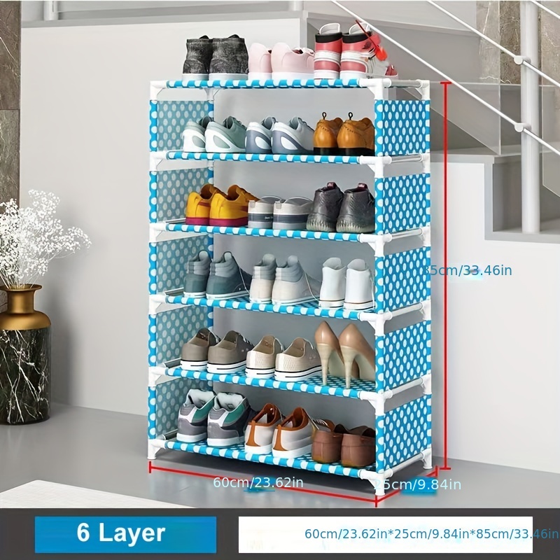 1pc Blue 9-tier Easy-to-assemble Shoe Rack With Adjustable Shelves