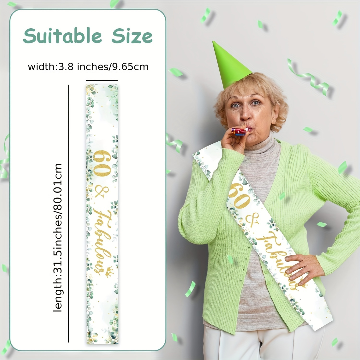 1pc 60th birthday sash women men white beige golden 60 Temu