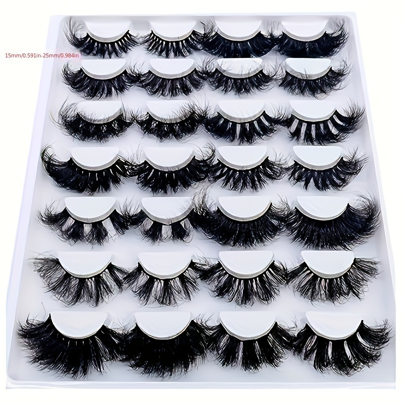 14 Pairs Fluffy Mix Lashes 3D Faux Mink Long Natural Look False Eyelashes