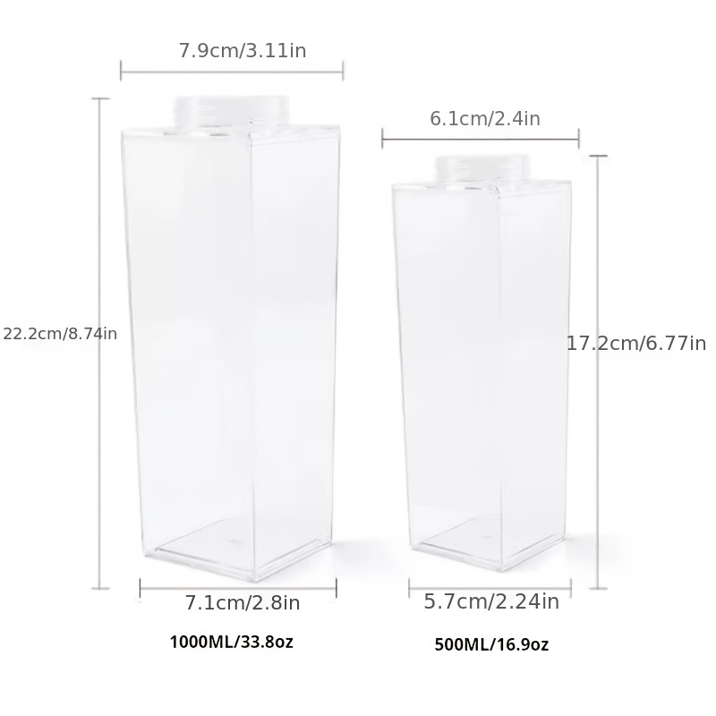 500ML Plastic Clear Transparent Milk Carton Water Bottle - FREE FAST  SHIPPING