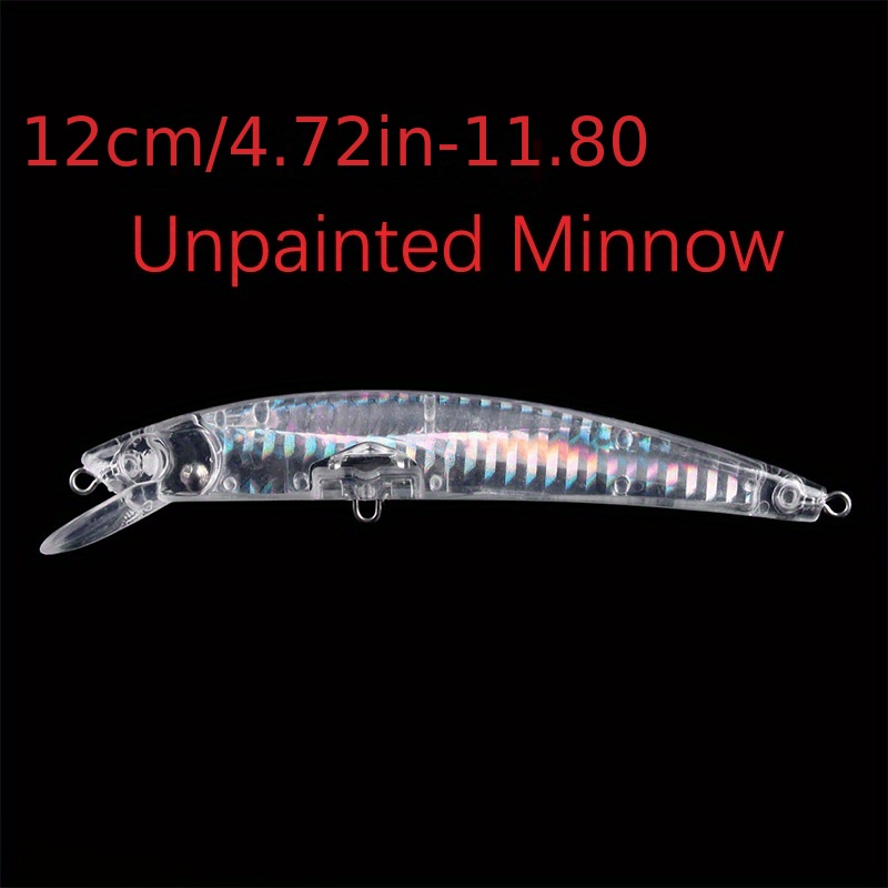 10pcs Plastic Crankbait Blank Minnows Unpainted Hard Bait Fishing Lure Fake Bait Fishing Wobbler, Size: 8