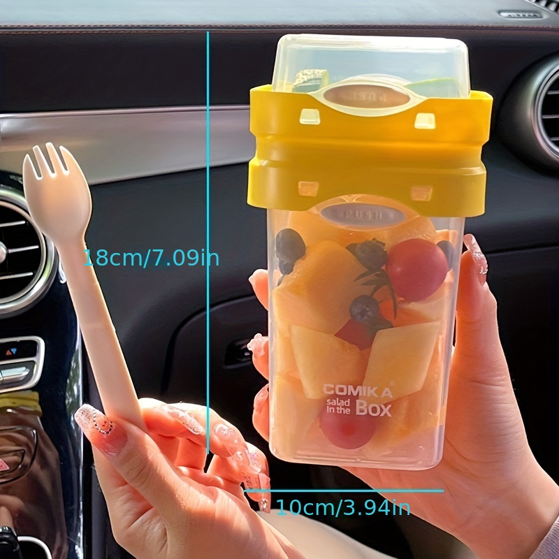 1pc Portable Salad Cup With Large Capacity, Double Layers, Lid