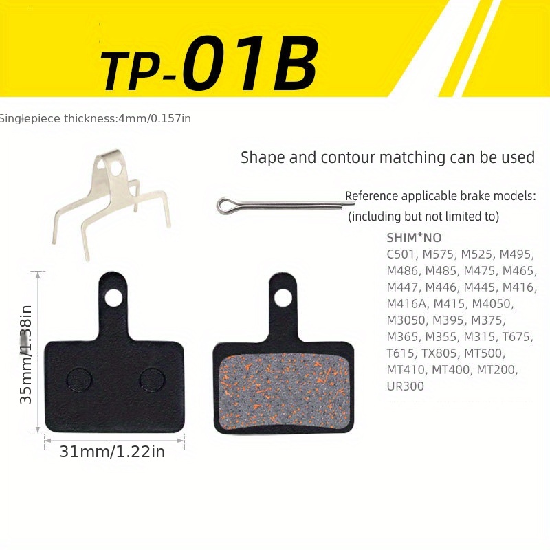 Toopre Semi-metallic Bike - Black With Copper Fiber, M355 & M446 Compatible, High-quality Mountain Bike Brake Pads For Smooth Power, Smooth Power | Durable Brake Pads | Metallic Fiber Pads