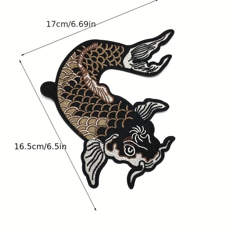 GK-O 2 Pcs Koi Fish Japanese Sew Iron On Patches Embroidered DIY Applique Black Carp - Foto 11