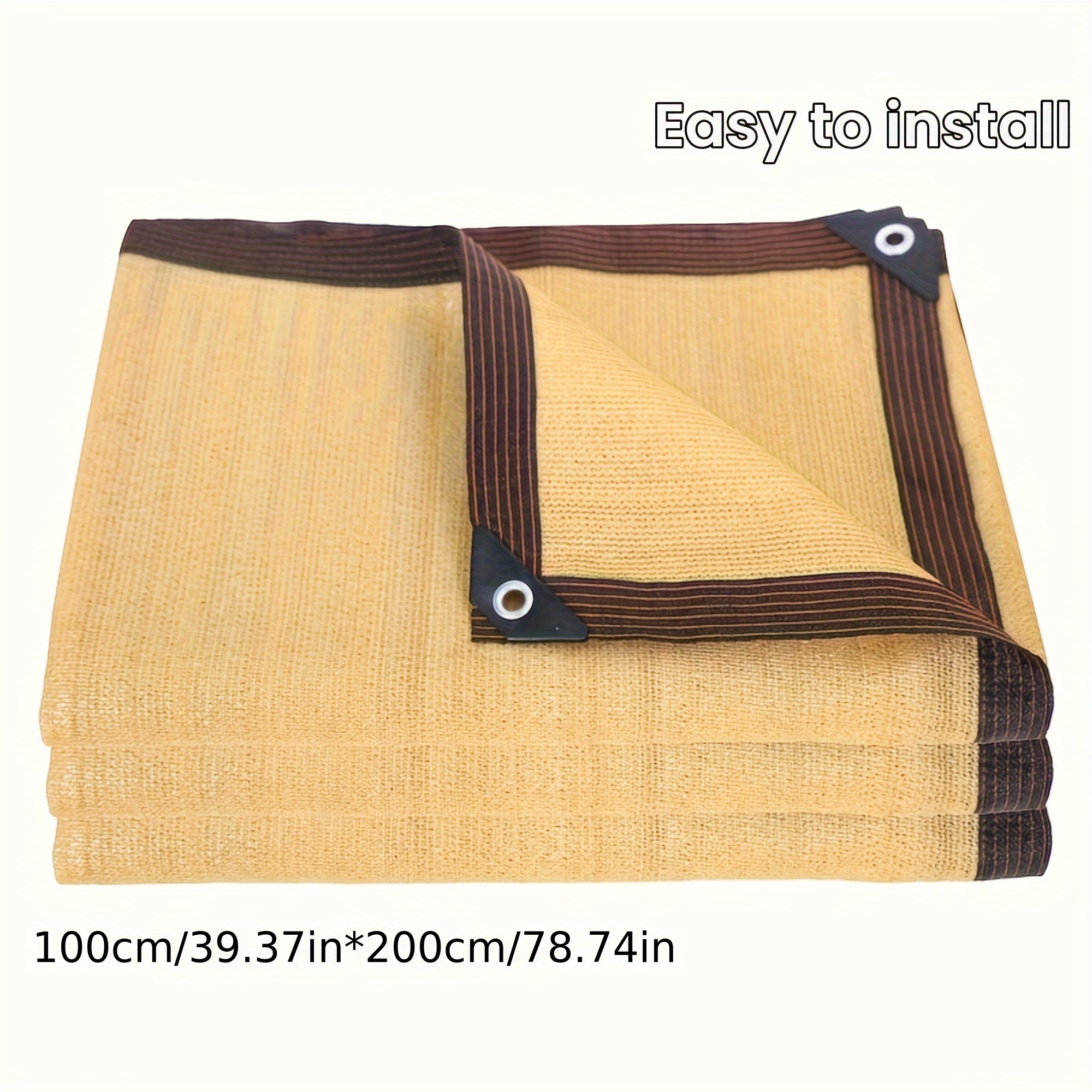 TEMU [1 Set] Beige Rv Camp Shade Net. Professional-grade For Travel And Camping. Uv-resistant And Portable. Comes With Tying Ropes. Professional Sun