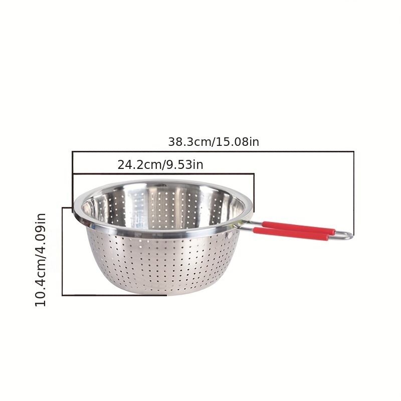 Colander Strainer With Long Handle, Stainless Steel Perforated Colander, Stainless  Steel Strainer, Sieve For Kitchen Washing Vegetables, Boiled Noodles Pasta,  Kitchen Accessaries, Back To School Supplies - Temu Italy