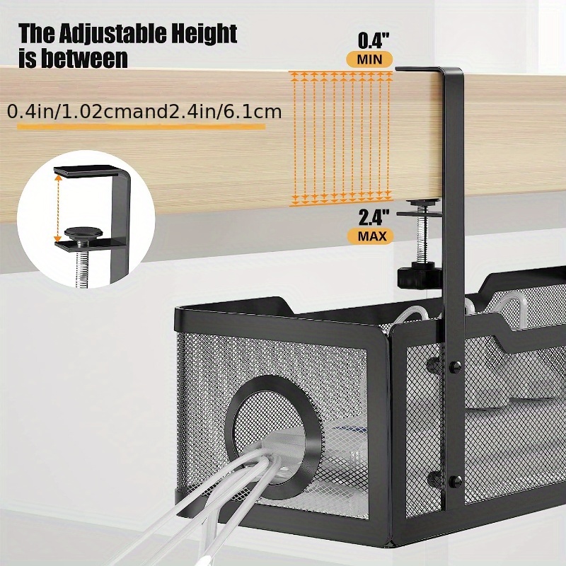 Durable Under Desk Hanging Cable Storage Tray Desk Cord Tidy - Temu