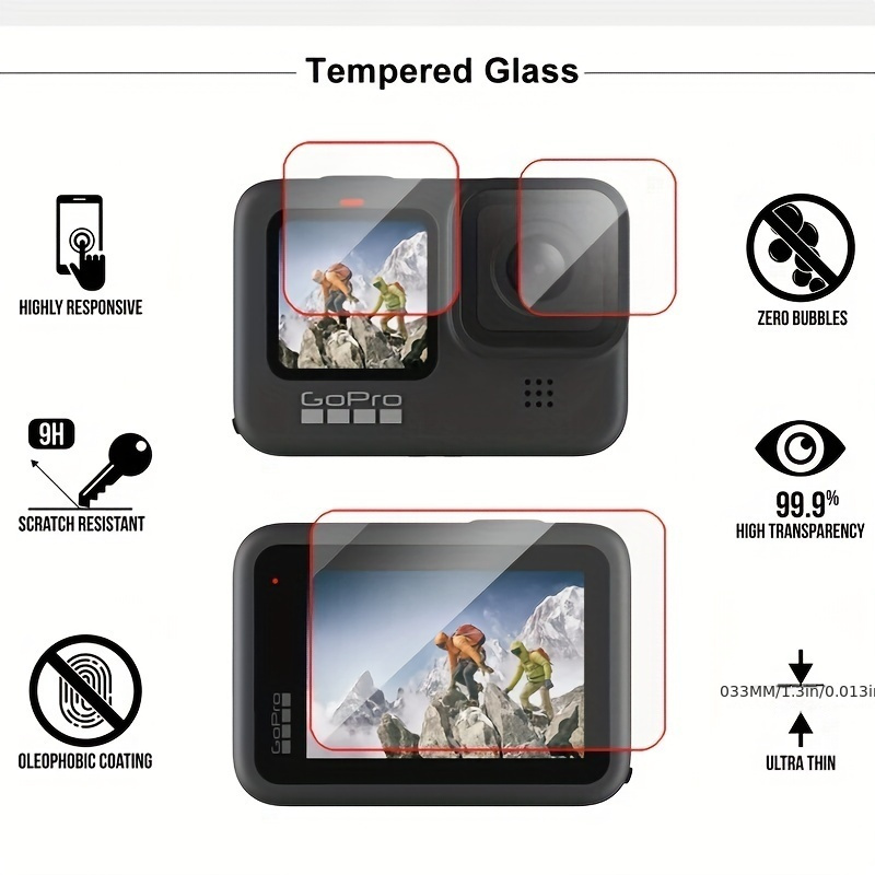 Tempered Glass Screen Protector Cover Case for GoPro Hero 11 10 9 Lens  Protection Protective Film Accessories for Hero 11 10 9
