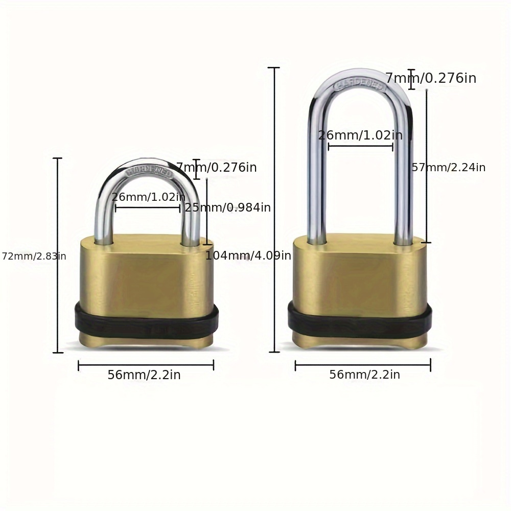 Cadenas à 4 chiffres, serrure à combinaison à 2 paquets avec 2