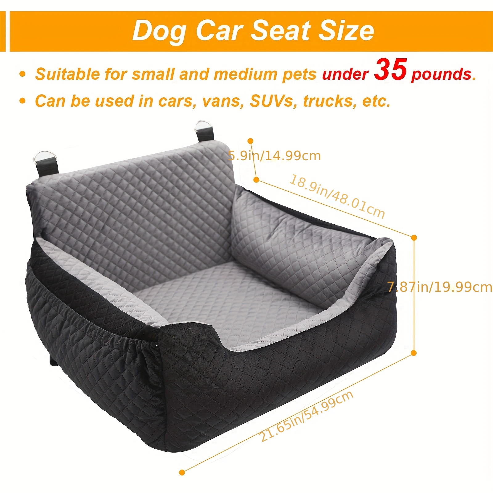 Johnear Rehausseur de siège de voiture pour chien - Lit de voyage pour  animal domestique - Avec tapis Oxford amovible et imperméable - 110 cm 